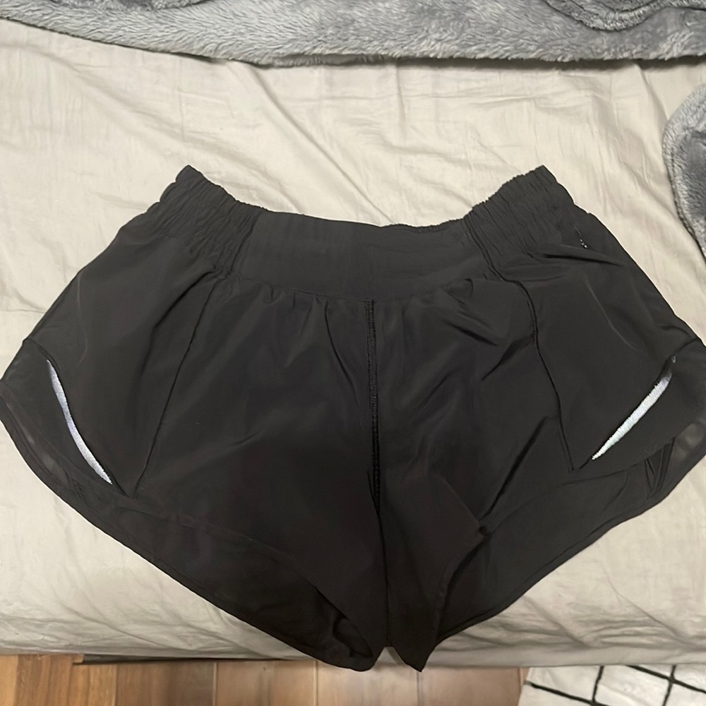 Lululemon black hotty hot shorts size 6 black. Like new